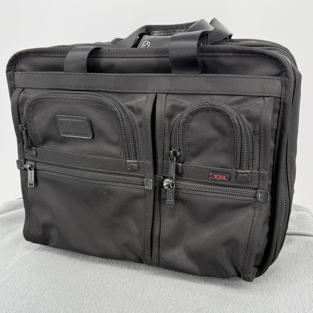Tumi Alpha Deluxe Wheeled Briefcase 26103DH Black Ballistic Nylon Rolling Bag
